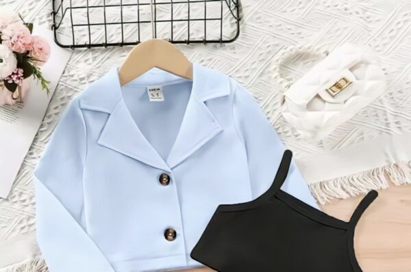 Stylish Blazer, Camisole & Skirt Set for Girls – Trendy Western Outfit - Image 5