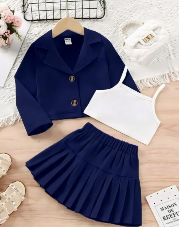 Stylish Blazer, Camisole & Skirt Set for Girls – Trendy Western Outfit