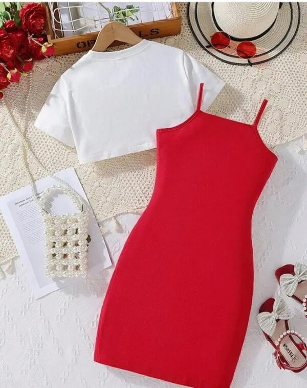 Trendy Girls' Bodycon Dress with “YES!” Crop Top – 2 Piece Casual Fashion Set for Teens - Image 5