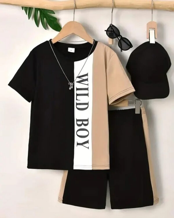 Stylish 'Wild Boy' Half Sleeve T-Shirt & Shorts Co-ord Set for Boys - Image 4