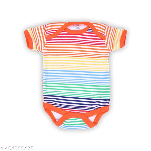 Pack of 3 Unisex Cotton Baby Rompers – Multicolor | Soft & Breathable Bodysuits for Infants - Image 4