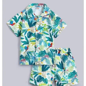 Tropical Jungle Print Shirt & Shorts Co-ord Set for Boys