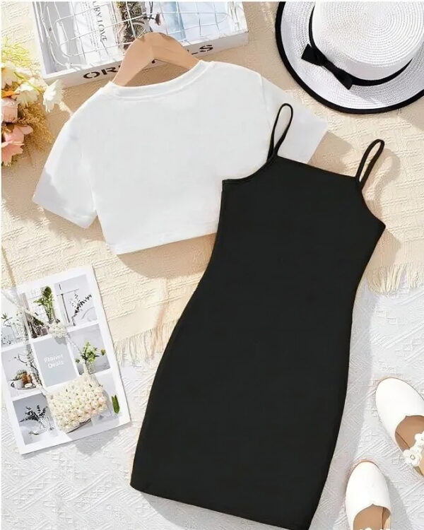 Trendy Girls' Bodycon Dress with “YES!” Crop Top – 2 Piece Casual Fashion Set for Teens - Image 4